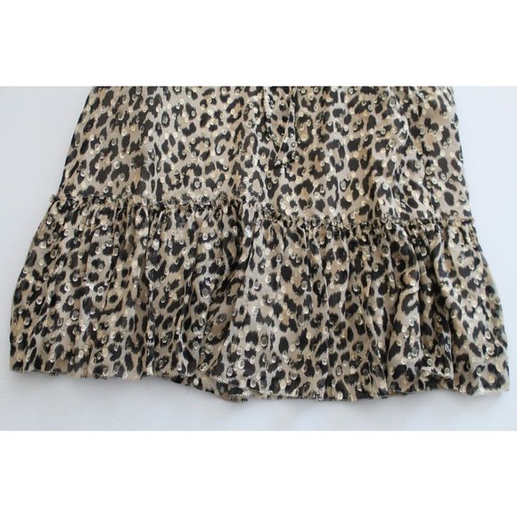 Kate Spade Leopard Print Tie-neck Chiffon Top with Metallic Size Large Gold - Picture 5 of 8